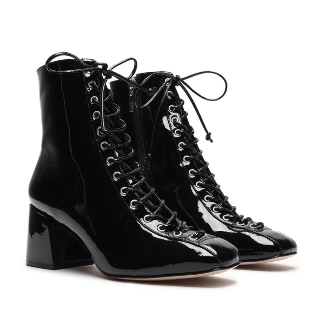 Schutz Kika (Black Patent Leather)Booties
